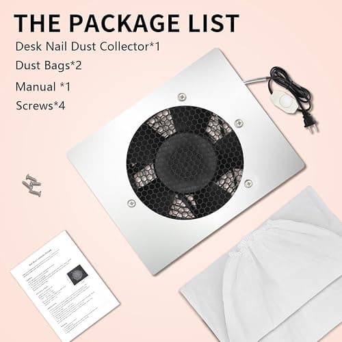 Powerful 80W Nail Dust Collector Built in Table Desk Nail Vacuum Cleaner Professional Table Embedded Dust Extractor Vacuum Built in Desktop Nail Dust Collector Quiet Nail Fan Acrylic Nail Tools thumbnail 9