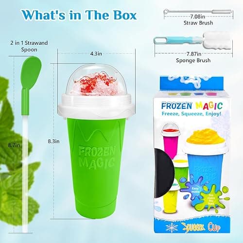 Slushy cup Slushie Maker Cup,Frozen Magic Slushy Cup - Create Delicious Slushies Anywhere with This Fun and Cool Slushie Maker Cup! (Green＋Blue, Large) thumbnail 2