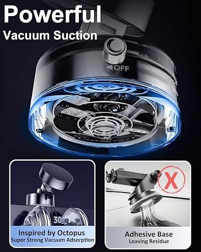 JingJinYY Vacuum Suction Magnetic Phone Holder, 2025 Upgraded Foldable and Retractable Magnetic Mount, A Movable Vacuum Suction Cup Car Phone Stand for Cars/Gyms/Mirrors/Smooth Surface (White) thumbnail 2