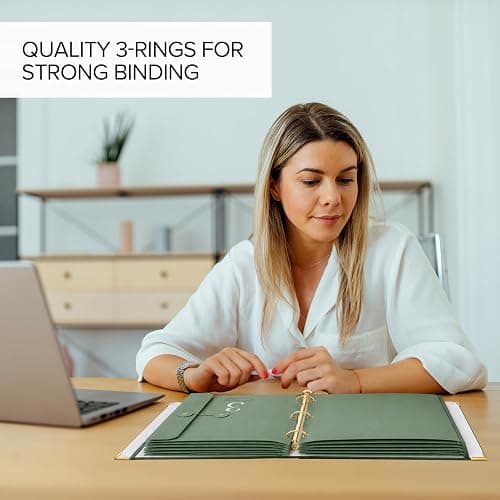 Aesthetic Document Organizer - Sturdy Striped 3-Ring Binder for Files | Safely Stores Important Documents in One Place - Easy to Use Expanding Storage Folder Incl. Envelopes, Pockets and Labels thumbnail 7