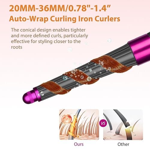 20–36 mm konischer langer Lockenstab für Dyson Airwrap Hair Styler HS05/HS01/HS08, 2-in-1 verbessertes professionelles Blas-Lockenwicklerzubehör, Rosa - 20–36mm Rosa thumbnail 8