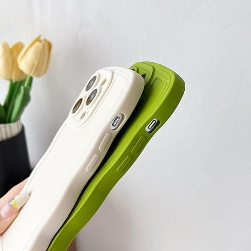 Caseative for iPhone 14 Pro Case,Solid Color Curly Wave Frame Soft Phone Case (White) thumbnail 5