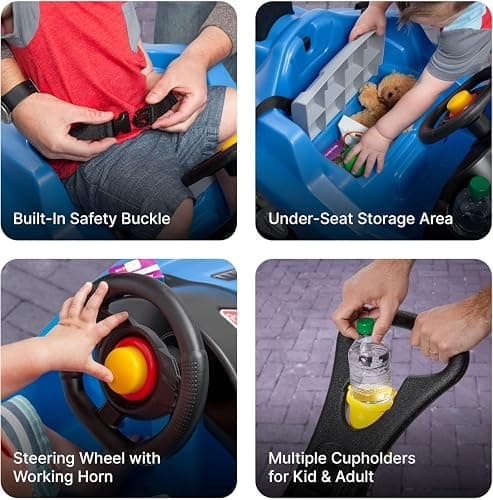 Step2 Whisper Ride Cruiser Kids Push Car, Ride On Toy, Stroller Substitute, Includes Seat Belt & Horn, Made of Durable Plastic, Max Weight 50 lbs., For Toddlers 1.5-4 Years Old, Blue thumbnail 6