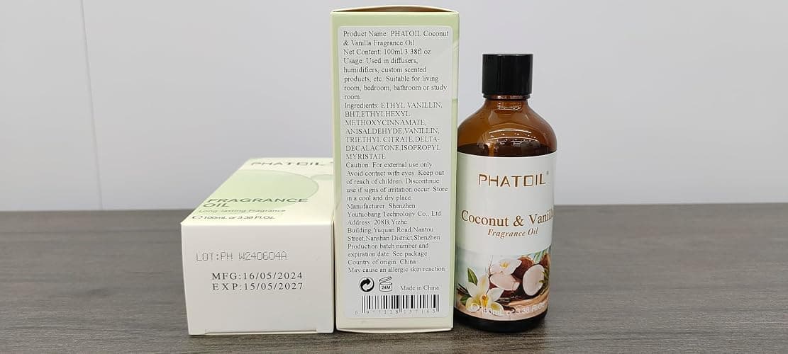 PHATOIL 3.38FL.OZ Coconut & Vanilla Fragrance Oils for Aromatherapy, Essential Oils for Diffusers for Home, Perfect for Diffuser, Yoga, DIY Candle and Soap Making - 100ml thumbnail 8