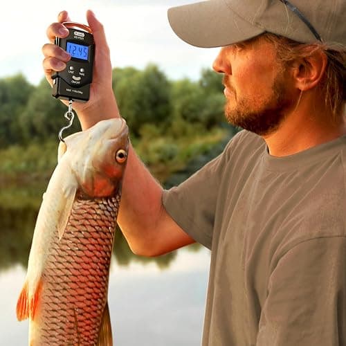 Dr.meter Fish Scale Luggage Scale Fishing Gear - 110lb Backlit LCD Display Digital Scale with Built-in Measuring Tape - Fishing Scale with 2 AAA Batteries, Pocket Size - Fishing Gifts for Men thumbnail 2