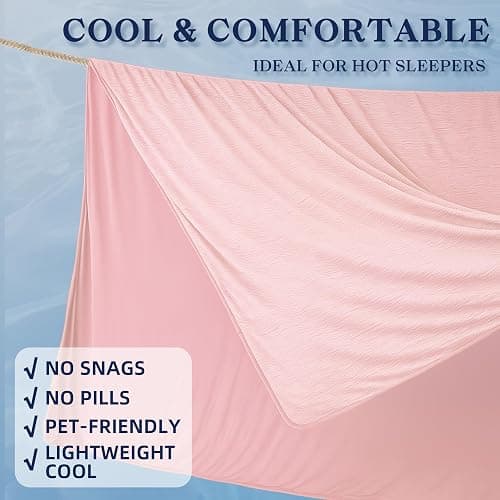 DOWNCOOL Cooling Blanket Queen Size, Pink Summer Blanket for Hot Sleeper and Night Sweats, Lightweight Soft Q-Max>0.4 Arc-Chill Cool Blanket thumbnail 6
