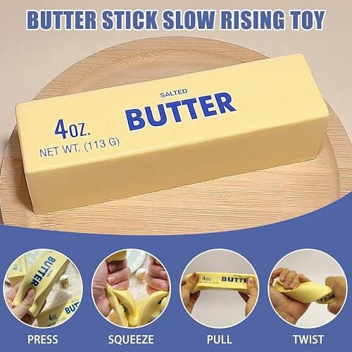 2Pcs Butter Stick Squishy Slow Rise, Cute Viral Salted Squishies Gadgets Slow Rising Fidget, Stress Relief Gifts Decoration for Office Home Travel Work Adult Women Applicable to over 18 years old thumbnail 3