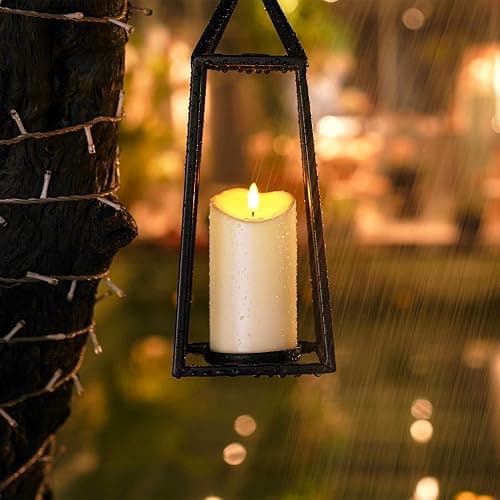 Homemory 6"x3" Outdoor Waterproof Flameless Candles, LED Candles, Battery Operated Candles with Remote and Timers, Electric Fake Plastic Pillar Candles, Ivory White, Set of 2 thumbnail 6