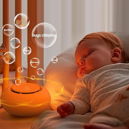 Portable Baby Sound Machine & Essentials for Babies & Kids-Orange | White Noise Machine[Timer Function][20 Soothing Sounds][15 Hours Battery Life]Travel,Registry,Gifts,Clips on Baby Stroller thumbnail 4