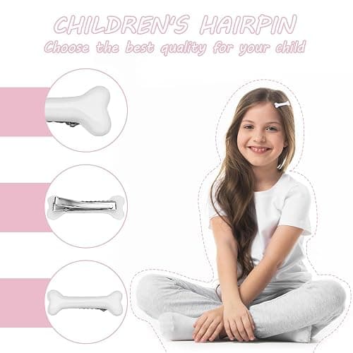 Mabor 4Pcs Bone Hair Clip White Bones Hairpins for Women Girls Hair Accessories for Halloween Cosplay Costume Party Daily Wear Hair Pins for Kids White Dog Bone Alligator Clips thumbnail 3