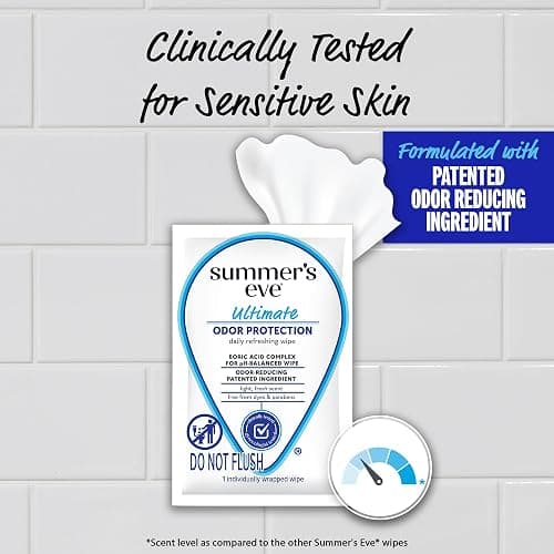 Summer's Eve, Ultimate Odor Control, Daily Feminine Wipes with Boric Acid, Removes Odor, On-the-go Body Wipes with pH Balance, 12 ct - Ultimate Odor Protection - 12 Count (Pack of 1) thumbnail 4