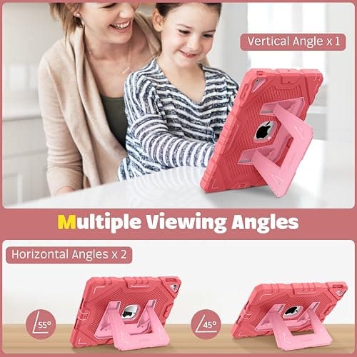 Fintie Case for iPad 9th Generation (2021) / 8th Generation (2020) / 7th Gen (2019) 10.2 Inch, Fully-Body Rugged Heavy Duty Shockproof Protective Case with Built-in Kickstand for Kids, Pink thumbnail 4