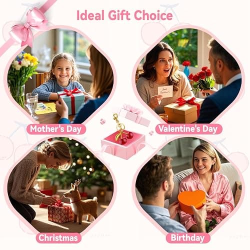 TINKRSTUFF Cherry Bag Charm Cute Key Chains Cherry Purse Charms for Handbags, Strawberry Keychain Gifts for Women thumbnail 6
