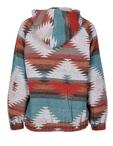 COWOKA Women's Aztec Print Pattern Western Ethnic Half Zip Long Sleeve Pullover Hoodie Sweatshirt thumbnail 5