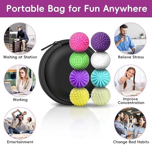 4 PCS Silicone Magnetic Balls Fidget Toys for Adults & Teens,Stress Relief Sensory Toys for Autism ADHD Anxiety,Fun Textures Gadgets,Office Desk Toy,Stocking Stuffers for Women Men Teen Gift thumbnail 7