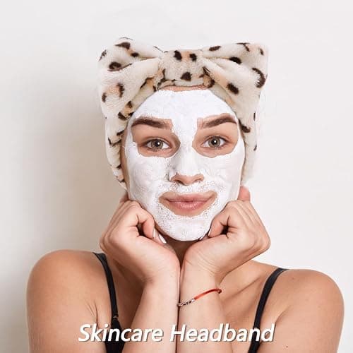 VELSCRUN 6 Pack Spa Headband, Makeup Headband, Face Wash Headbands, Skincare Headbands, Leopard Sponge Hair Band Bow Tie Spa Head Band for Washing Face Wristband Set Hair Accessories for Women Gifts thumbnail 4
