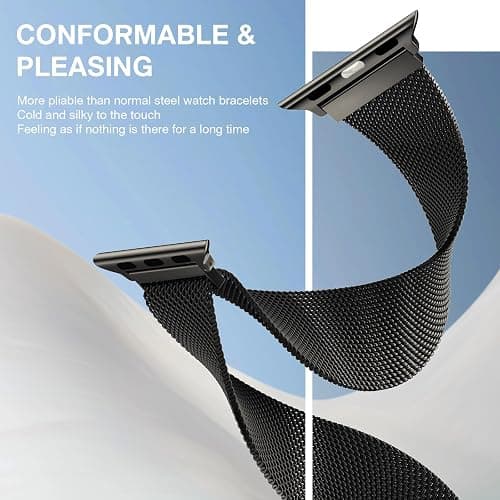 Stainless Steel Milanese Loop Compatible with Apple Watch Bands 46mm 42mm 44mm 45mm 49mm 38mm 40mm 41mm men and women, Magnetic Clasp Replacement for iWatch Ultra Series 11 10 9 8 7 SE 6 5 4 3 2 1 thumbnail 3