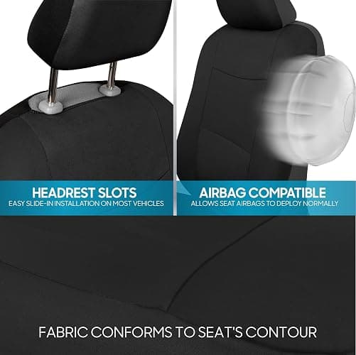 BDK PolyPro Car Seat Covers Full Set in Solid Black, Front and Rear Split Bench Seat Covers for Cars, Easy to Install Car Seats Cover Set and Accessories for Auto Trucks Van SUV - Solid Black thumbnail 8