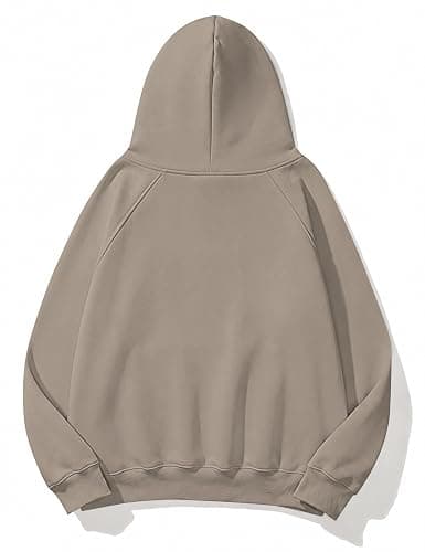 Lauweion Women Solid Basic Fleece Letter Loose Hoodie Sweatshirt Long Sleeve Kangaroo Pocket Drop Shoulder Pullovers Top thumbnail 2