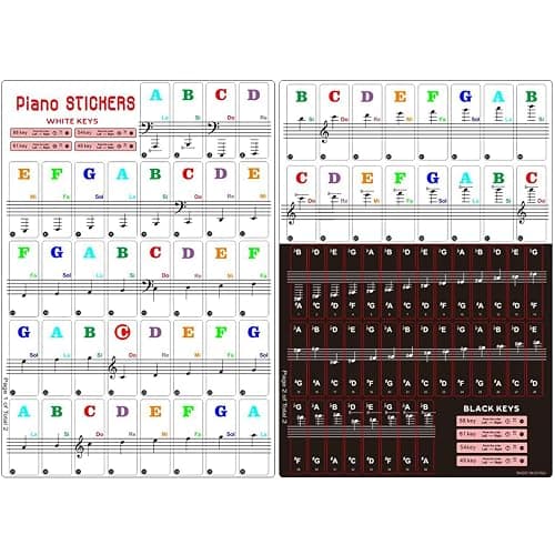 Piano Keyboard Stickers for 88/61/54/49/37 Key, Bold Large Letter Piano Stickers for Learning, Removable Piano Keyboard Letters, Notes Label for Beginners and Kids, Multicolor thumbnail 5