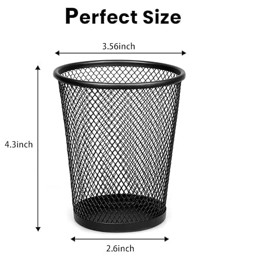 QYH Mesh Pencil Holder Metal Pen Cup Black for Desk 6 Packs thumbnail 3