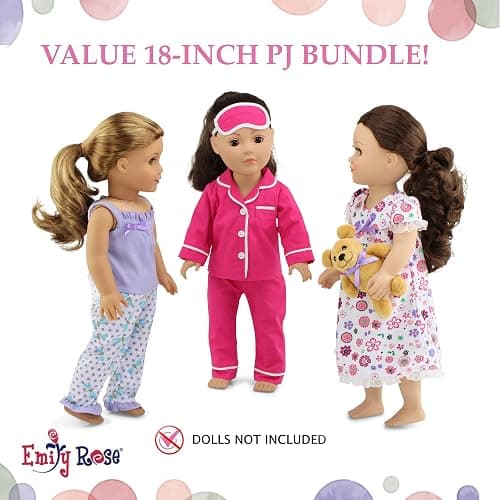 Emily Rose 18 Inch Doll Clothes Cozy Pajamas 18" Doll PJs Sleep Set Collection, with Toy Teddy Bear - 7 PC Value Bundle | Double Reinforced Stitching | USA American Business thumbnail 4