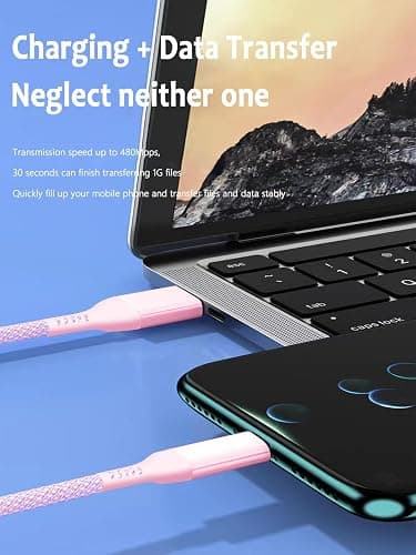 USB C Cable 15FT 1Pack,Extra Long USB-A to USB-C Cable Braided Fast Charger Cord Compatible with iPhone 15,Sony PS5,Samsung Galaxy S23 S22 S21,Note 9 Plus,OnePlus 10 Pro, Nintendo Switch, Moto(Pink) - 15FT - Pink - 1 thumbnail 3
