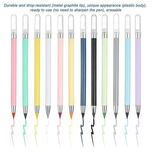 PATIKIL Forever Pencil, 6 Pcs Mechanical Sharpened Cute Metal Pencils Set for Coloring Book Sketch Drawing Writing Art Beginner, Purple thumbnail 5