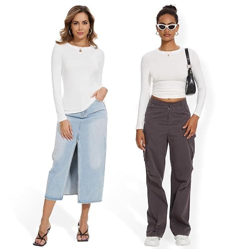 MLYENX 3 Pack Womens Long Sleeve Shirts Crew Neck Basic Stretchy Fitted Y2K Tops Going Out Fashion Clothes thumbnail 4