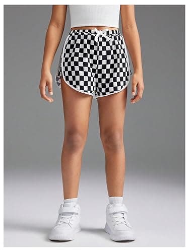 Floerns Girl's Plaid Print Track Shorts High Waisted Straight Leg Casual Shorts thumbnail 5