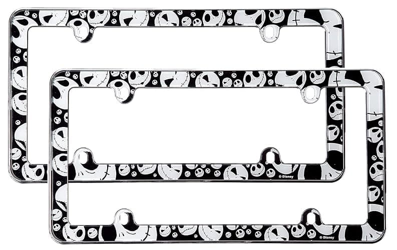Nightmare Before Christmas Jack Skellington License Plate Frame 2-Pack Bundle | Durable Plastic Design for Cars & Trucks | Includes Free Air Freshener | Fits Standard Plates Idea thumbnail 2