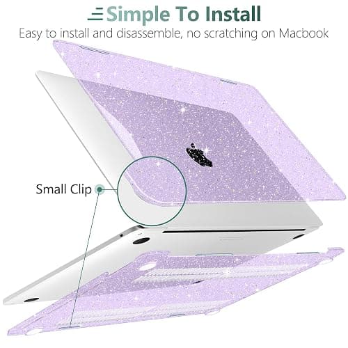 DONGKE for MacBook Pro 13 inch Case 2023 2022 2021 2020 Release Model A2338 M2/M1 A2289 A2251 with Touch Bar & Touch ID, Glitter Bling Plastic Hard Shell Case & Keyboard Cover, Star Purple thumbnail 4
