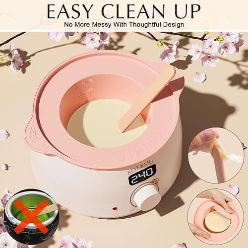 KOTAMU Waxing Kit for Women & Men, Wax Warmer for Hair Removal, Digital Wax Kit with Silicone Pot, Ideal for Face Eyebrow Arm Legs Armpit &Sensitive Skin, Pink Waxing Machine for Home Salon Use thumbnail 8