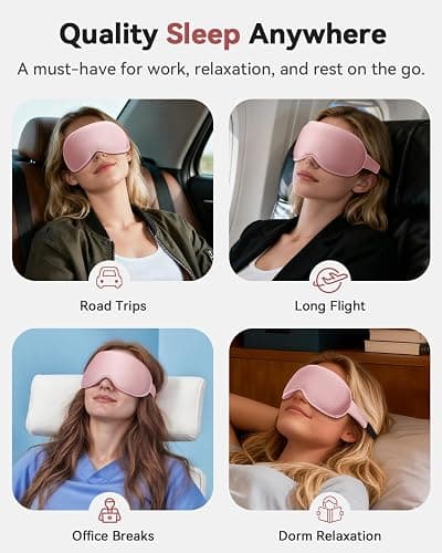 3D Weighted Sleep Mask for Women: 100% Light Blocking - Night Shift Nurse Essentials, Road Trip Travel & Long Flight, College Dorm Essentials for Girls - Lash-Friendly, Zero Eye Pressure, Pink thumbnail 8