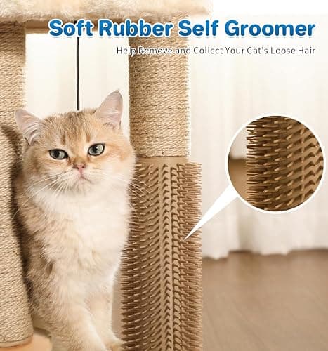 Made4Pets Kitten Toy Scratching Post with Self Groomer for Indoor Cats | Interactive Cat Scratching Post with Self Groomer, Cloud Perch, Natural Sisal Rope and Rolling Ball Track, Modern Home Décor thumbnail 7
