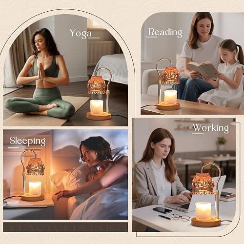 SnowBB Flower Candle Warmer Lamp, Timer Dimmer, Adjustable Height, Birthday Gift for Women Mom Friend Sister, House Warming Gift New Home Decor, Vintage Wax Melt Warmer, Christmas White Elephant Gifts thumbnail 6