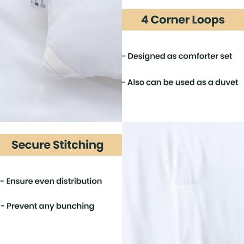 Paxrac Classic Pure White Comforter King Size, 3 Pieces Boho Comforter Set, Lightweight Solid Bedding Set, All Seasons Soft Breathable King Comforter Set (104x90In Comforter & 2 Pillowcases) - White - King (104''x90'') thumbnail 4