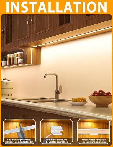 Lamomo COB LED Streifen, Warmweiss Dimmbar 5M LED Strip, Wasserdicht 3000K Neon Led Leiste mit Fernbedienung, 10mm Breit, Silikon Flexibel Lichtleiste für Schlafzimmer Innen Außen Küche Deko, CRI90+ thumbnail 6