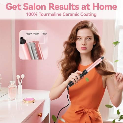 MOCEMTRY 5 in 1 Curling Wand Set (0.35"-1.25") with 3 Barrel Hair Crimper, Bubble Curling Wand and 3 Ceramic Barrels, Curling Iron 1 inch Crimper Hair Tool Waver with Two Temp Control, Gifts for Women thumbnail 6