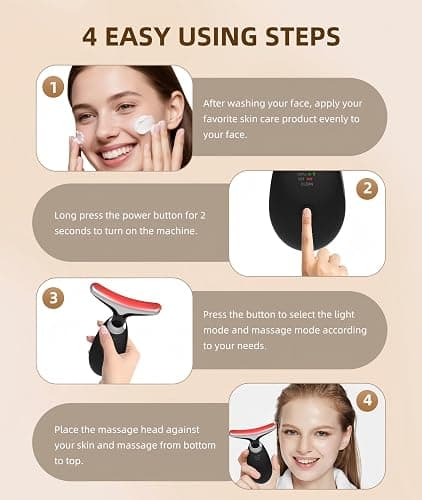 ELISHINE Red-Light-Therapy-for-Face and Neck, 7 Color Light Based Facial Massager, Portable Skin Care Tool (Black) thumbnail 6