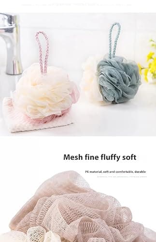 Luffa Loofah Sponge Shower Loofahs Shower Bath Sponges Exfoliating Mesh Pouf Mesh Balls 4 Pack for Body Wash 4.72in thumbnail 2