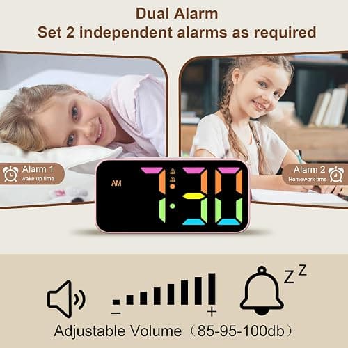 Topski Loud Alarm Clocks for Bedrooms Heavy Sleepers, Digital Clock with Night Light, Large Display, Dual Alarm, Snooze, Dimmable Bedside Alarm Clock for Kids Teens Boys Girls thumbnail 6
