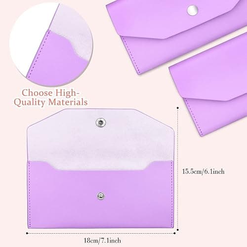 Frienda Cash Envelope Wallet PU Leather 7 x 3.5 Inch Reusable Budget Money Pouch Envelope Organizer 8 Cash Dividers 2 Sheets Category Sticker Labels for Wallets Bill Planner(Purple,Classic) thumbnail 5