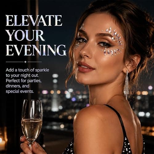 Glamoreal 1642Pcs strass auto-adhésifs pour visage et yeux – 6 designs pour cheveux et corps ; à coller pour maquillage femme, nail art, bricolage DIY et décorations de festival thumbnail 3