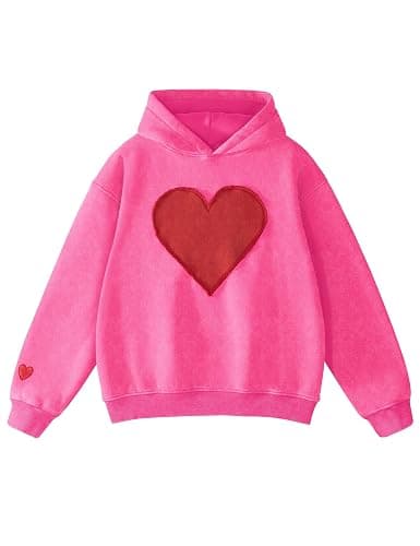 FAIABLE Hoodies for Women Heart Patch Couples Hoodies Sweatshirts Heavyweight Heart Hoodie 2026 Valentines Day hoodies Women - Image 1