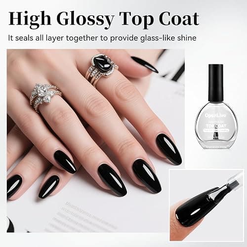 OpenLive 16.5ml Top Coat Clear Nail Polish, Quick Dry High Gloss Shine Large Volume Top Coat, Long Wear and Scratch Resistant for Women Salon DIY Nail Art thumbnail 3