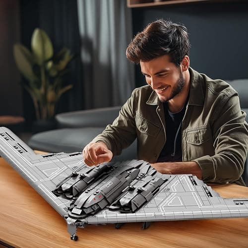 Reobrix Fighter Jet Building Set 33038, B2 Military Bomber Plane for Adults, Aviation Airplane Cool Jet Model Collection for Boys,Ideal Gifts for Kids 14+, Men and Military Fans thumbnail 2