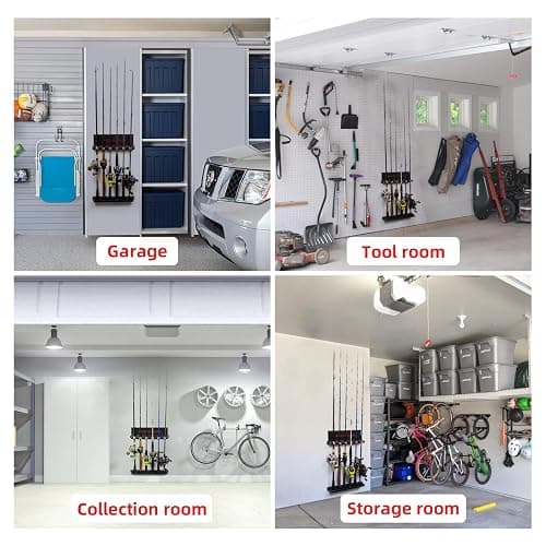 2 Pack Vertical Fishing Rod Holder for Garage, BETTER LEADER Fishing Pole Holders- Holds Up to 12 Rods or Combos, Wall Mount Fishing Pole Rack, Fits Most Rods of Diameter 3-19mm, Fishing Gifts for Men - 2 Set-Blue thumbnail 6