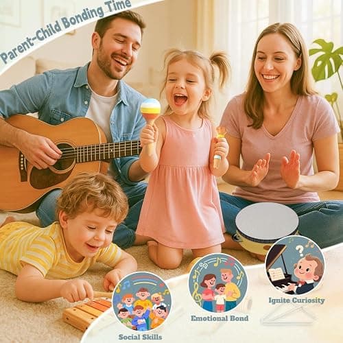 JOOMLAFLY Baby Musical Instruments for Toddlers 1-3, 8PCS Montessori Musical Toy Set with Xylophone, Drum, Maracas...Perfect Toy Gift for 1-3 Year Old Boy Girl thumbnail 6