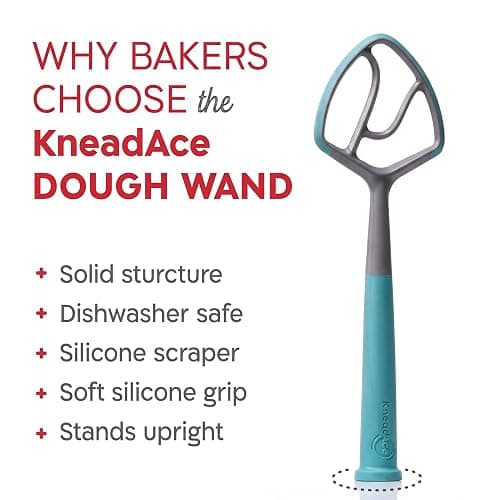 KneadAce Dough Wand, Reinvented Danish Dough Whisk for Sourdough Mixing | Rigid one-piece design, silicone grip and scraping edges, stands upright, dishwasher safe, thoughtful gift for bakers thumbnail 5